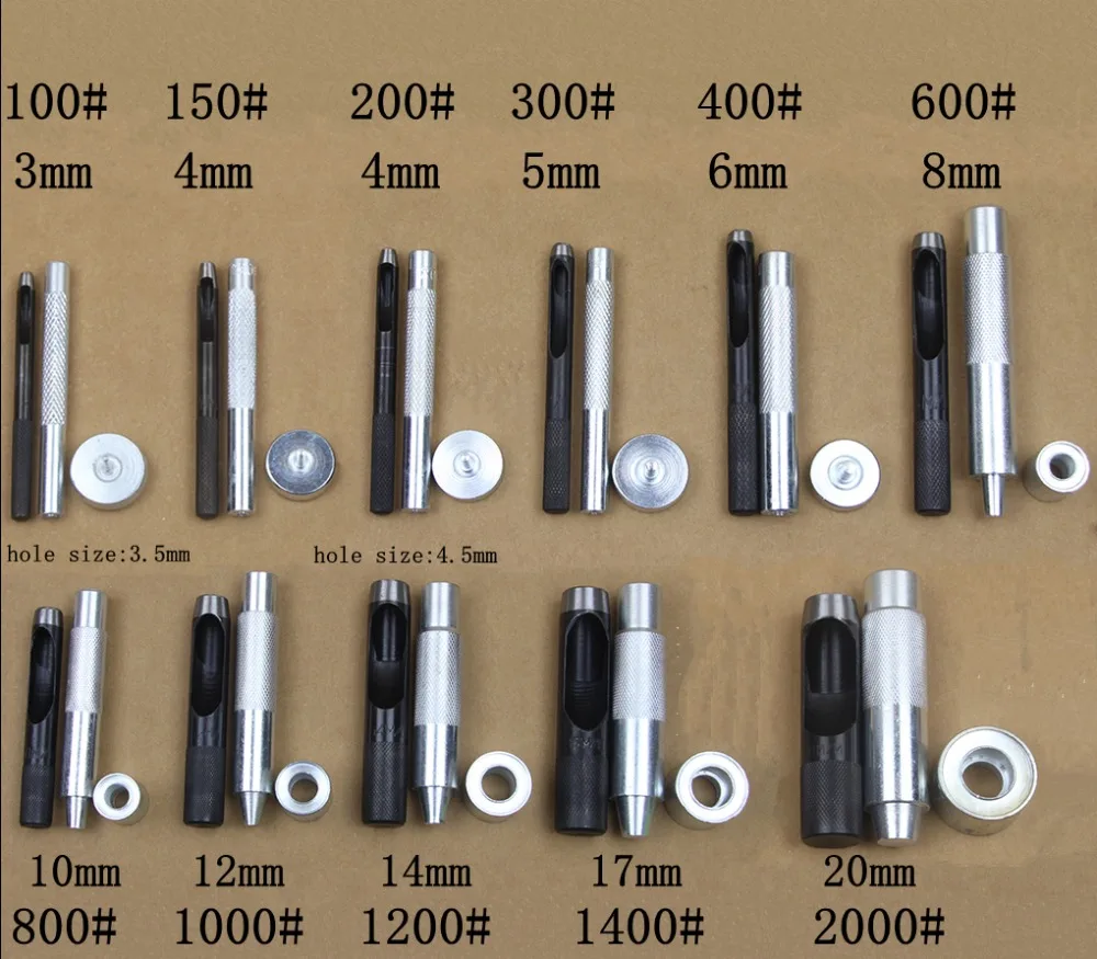 3 шт. высокое качество ручной работы металлические люверсы Плесень инструмент 3-20 мм люверсы инструмент люверсы установка люверсов, углеродистая сталь удар