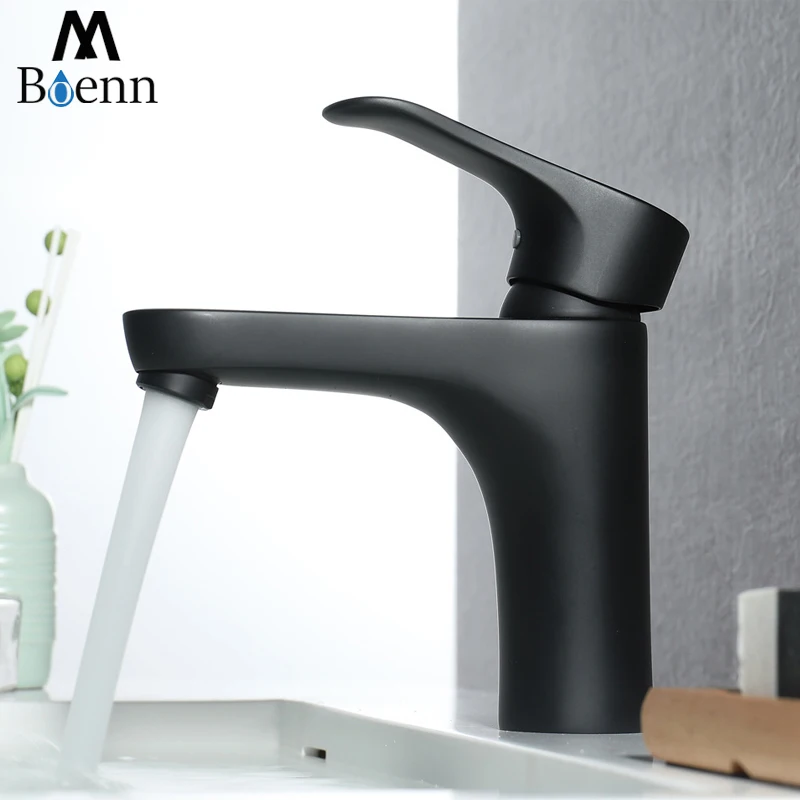 Basin Taps Bathroom Sink Faucet Brass Black Color Mixer Water Tap Hot and Cold Basin Faucets Single Handle Double Control