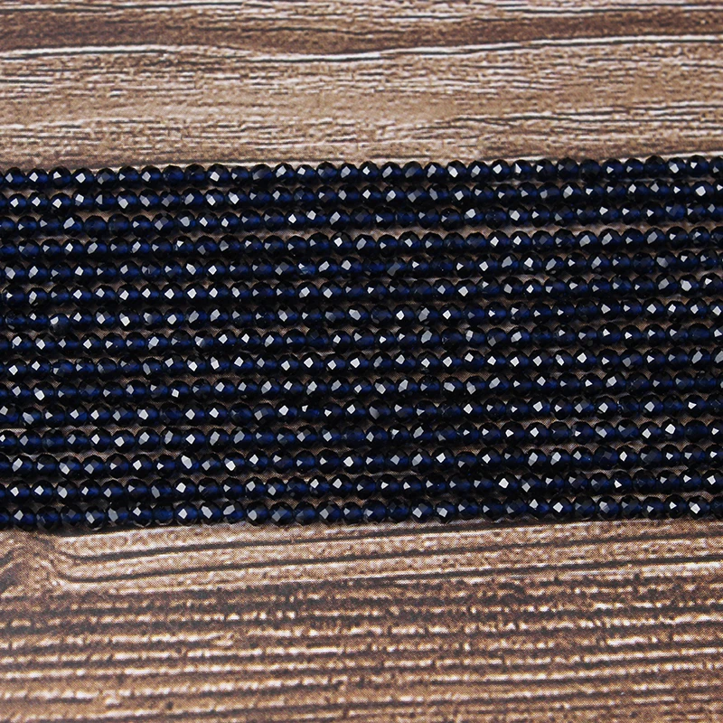 

LanLi 2mm fashion natural Jewelry faceted Ink blue crystal Loose beads DIY bracelet Necklace Stud earrings accessories