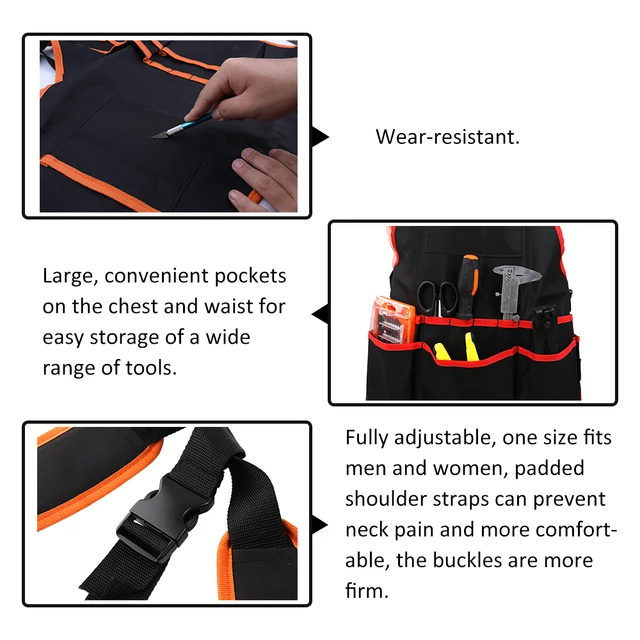Multifunctional Portable Adjustable Canvas Work Apron with Multiple Pockets and Buckles for Tools Storage Tool Container