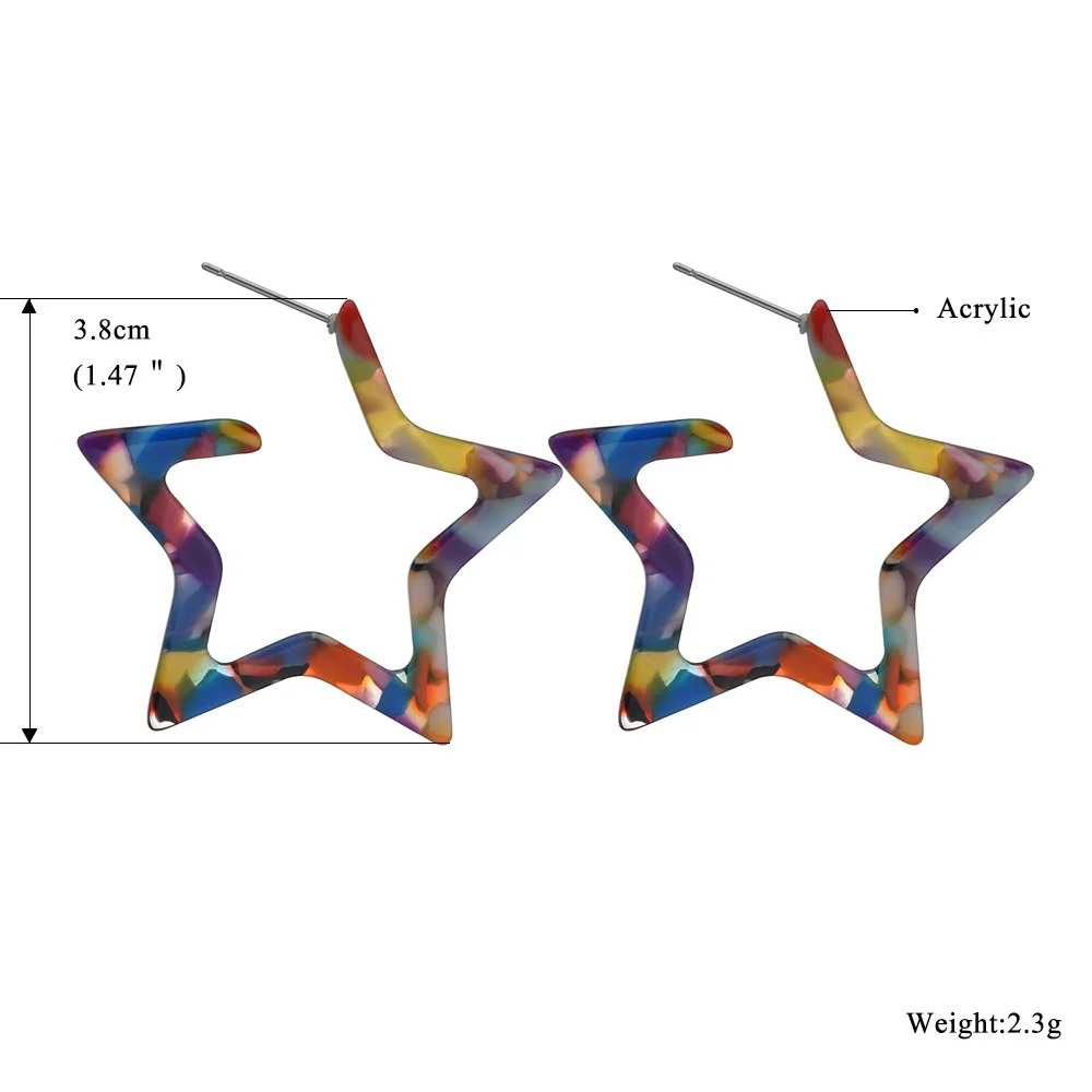 MESTILO модные ювелирные изделия ручной работы Красочные акриловые Висячие серьги для женщин геометрические серьги с большой звездой из смолы ацетатные серьги