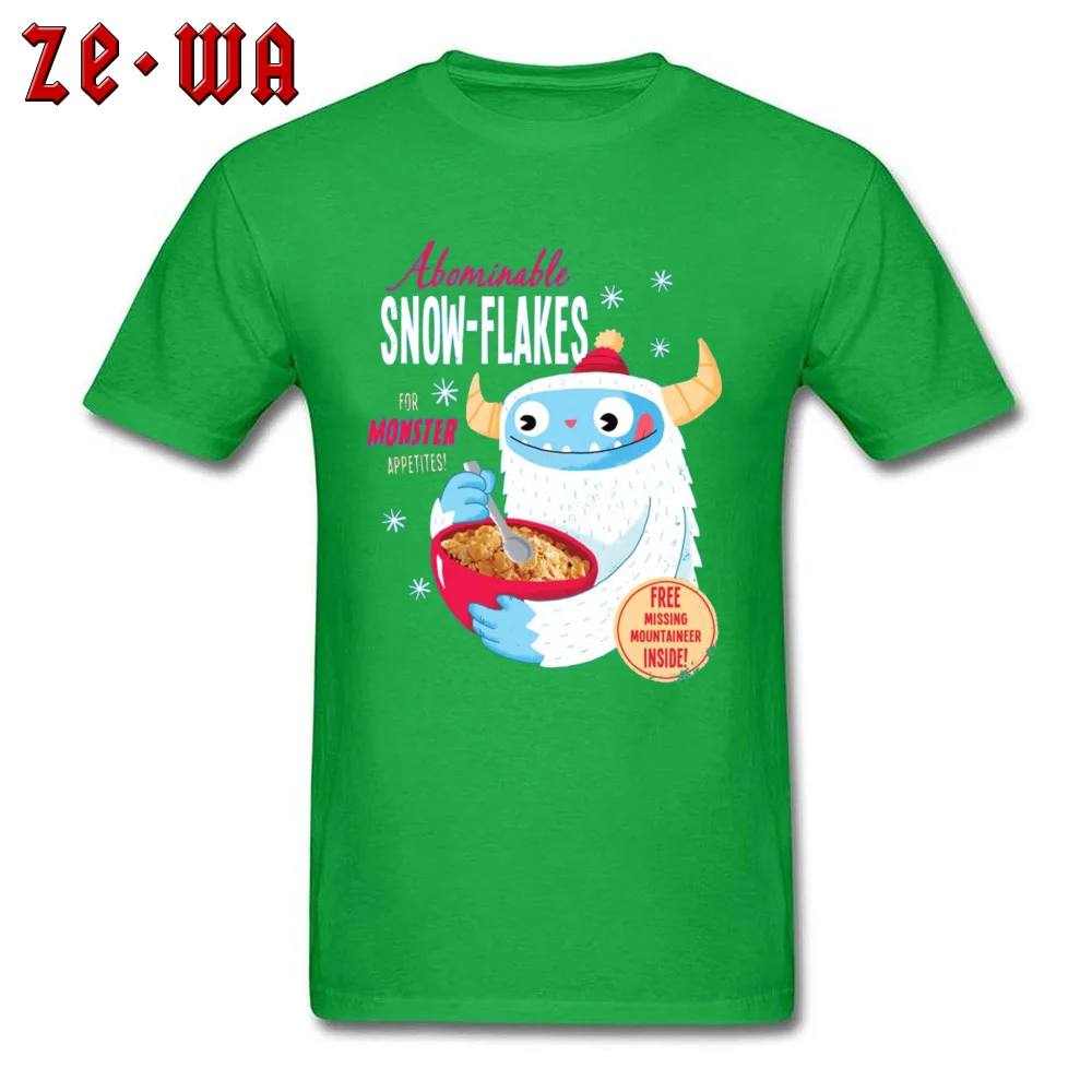 Designer Men Top T-shirts O Neck Short Sleeve 100% Cotton Abominable Snow-Flakes -4453 T Shirt Europe Top T-shirts Abominable Snow-Flakes  -4453 green
