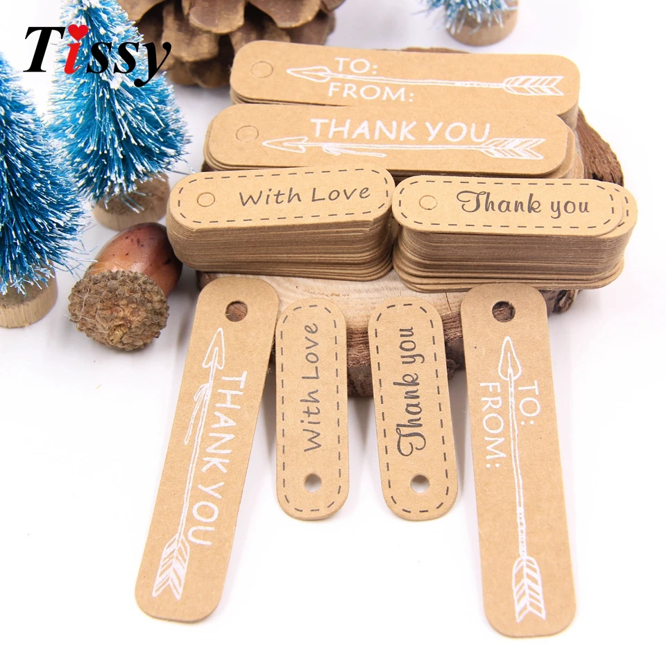 

50PCS 5 styles Multi Kraft Paper Tags with Hemp Rope Label Luggage DIY Party Decorations Note Hang Tag Gifts Wrapping Supplies