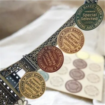 

120Pcs Adhesive Paper Tags Scrapbooking Note Kraft Labels Round Letter Print Memo Stickers Cake bake Decoration 2.5*2.5cm