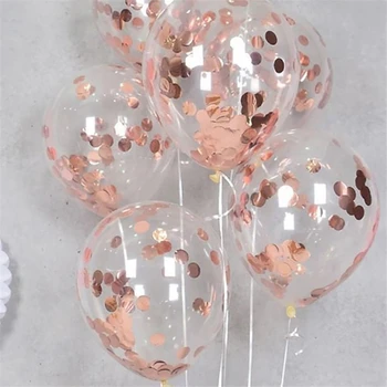 

50pcs Rose Gold Confetti Latex Balloons 12inch Transparent Inflatable Globos Bridal Shower Birthday Baby Shower Party Decoration