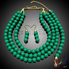 Free Shipping Yulaili Handmade Stones Factory Round Design Engagement Costume Two Beaded Jewelry Set