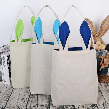 

Wholesale 15pcs/lot Hot Easter Bunny Ears Bag Jute Cloth Material Gift Bags Easter Celebration Decoration Bags Fast Shipping