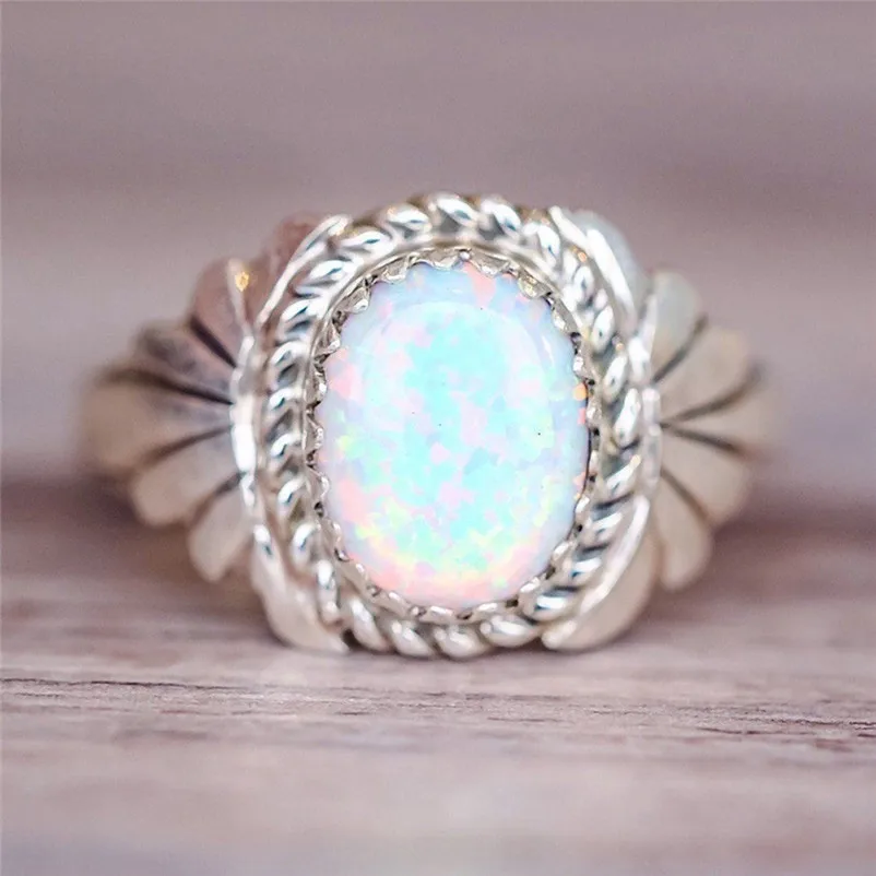 2018 New Arrival Design Natural Gemstone Fire Opal Ring Wedding Engagement Fashion Rings for women Ring Set Anneau Y11#N (5)