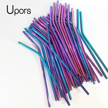 UPORS многоразовая металлическая соломинка с щеткой Экологически чистая 304 нержавеющая сталь соломинка щетка для очистки питьевой соломинки