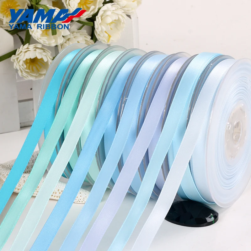 

YAMA 3mm 500yards/lot Double Face Satin Ribbon Satijn Lint Blue Series for Party Wedding Decoration Handmade Rose Flowers