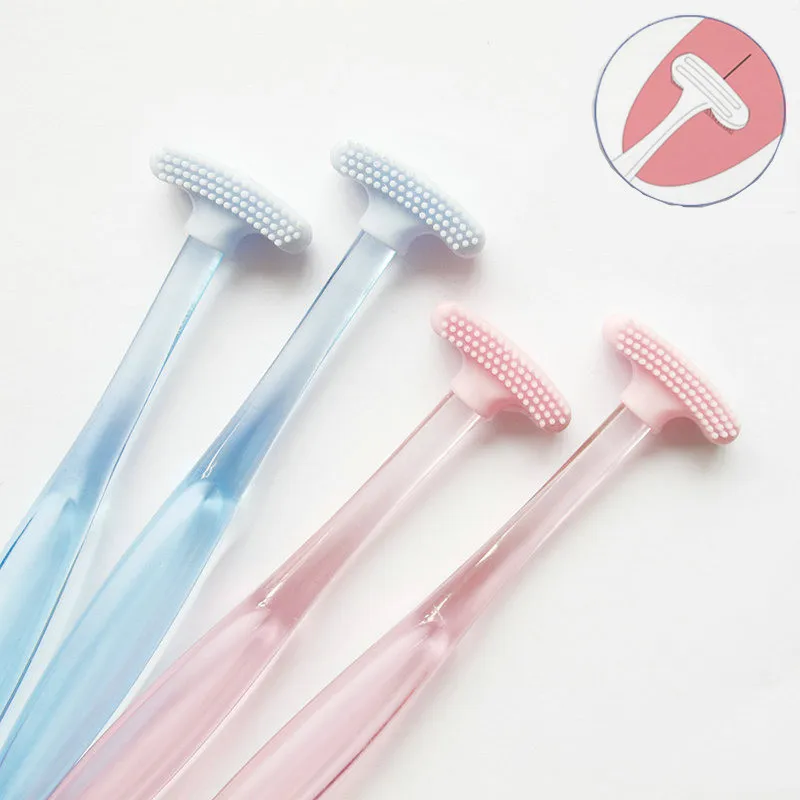 

KESMALL 3Pcs Oral Care Tongue Scraper Cleaner Professional Oral Hygiene Toothbrush Tools Tongue Surface Cleaning Brushes XN568M