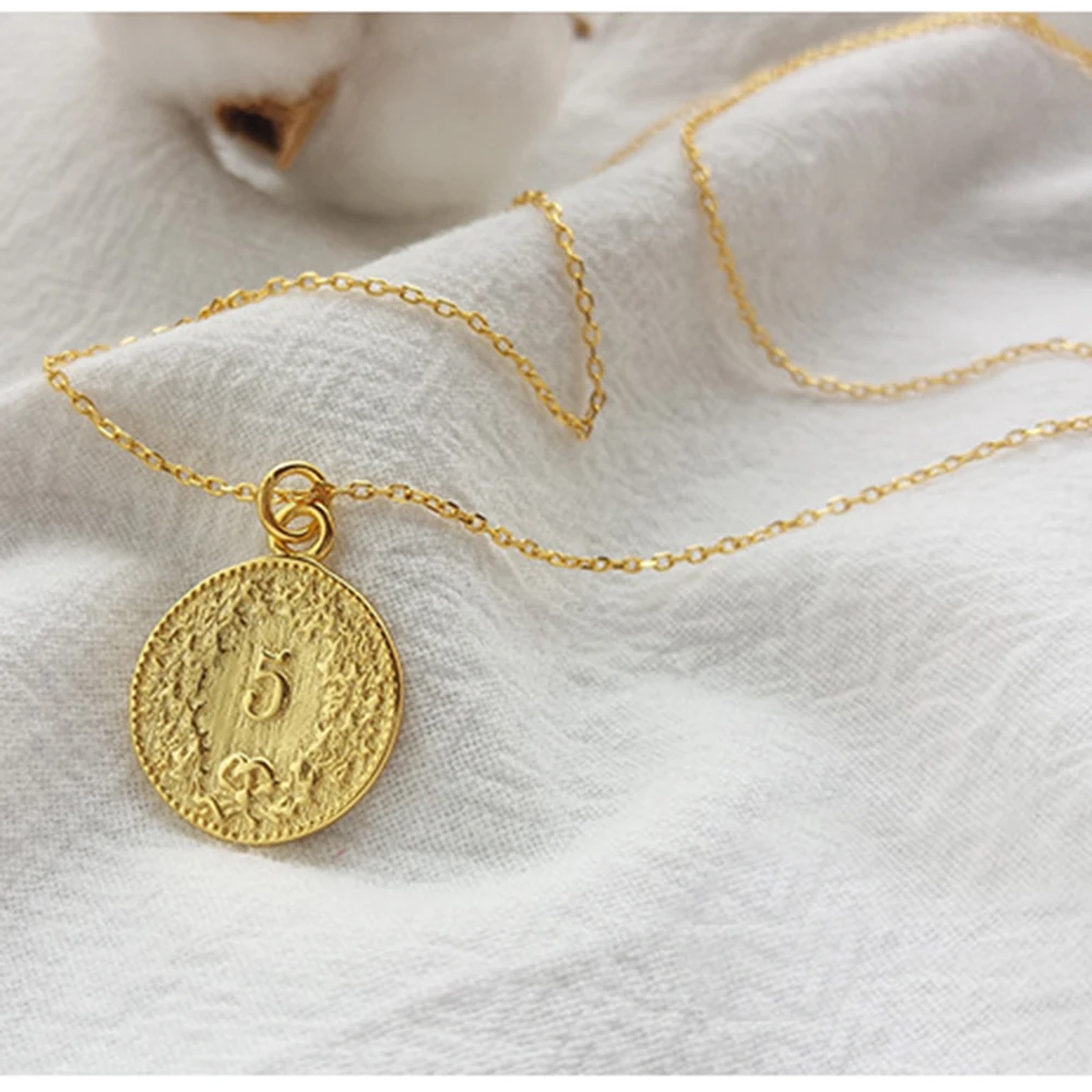 Изысканное 18 К золото над 925 пробы Серебряное модное ювелирное изделие медальон доллар диск Шарм Подвеска Большая греческая медаль монета ожерелье
