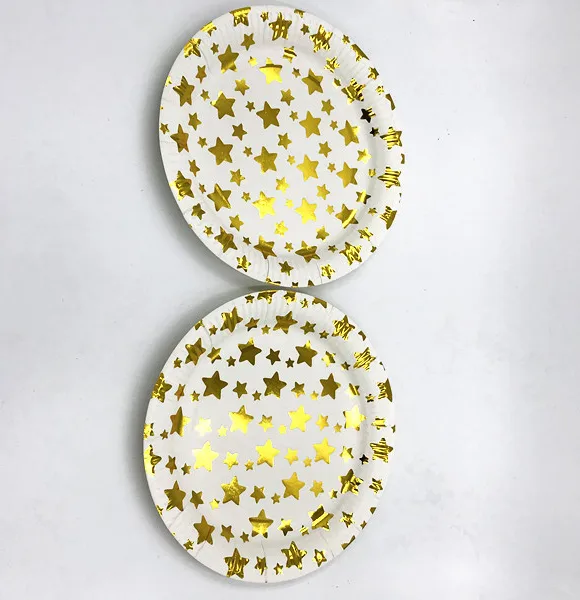 10PCS/LOT GOLD STAR PLATE GOLD STAR PLATING PLATES BABY SHOWER PARTY