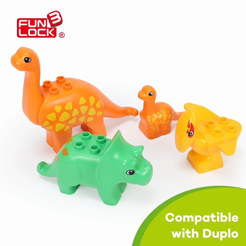 

4pcs/Set Funlock Duplo Animal Figure Blocks Dinosaur Series Toys