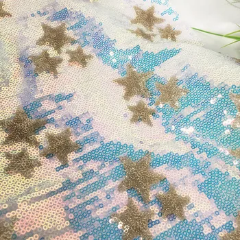 

3m Width 130cm Sparkly Star Sequin Fabric Lace Mesh Fabric for Wedding Dress Fashion Clothing