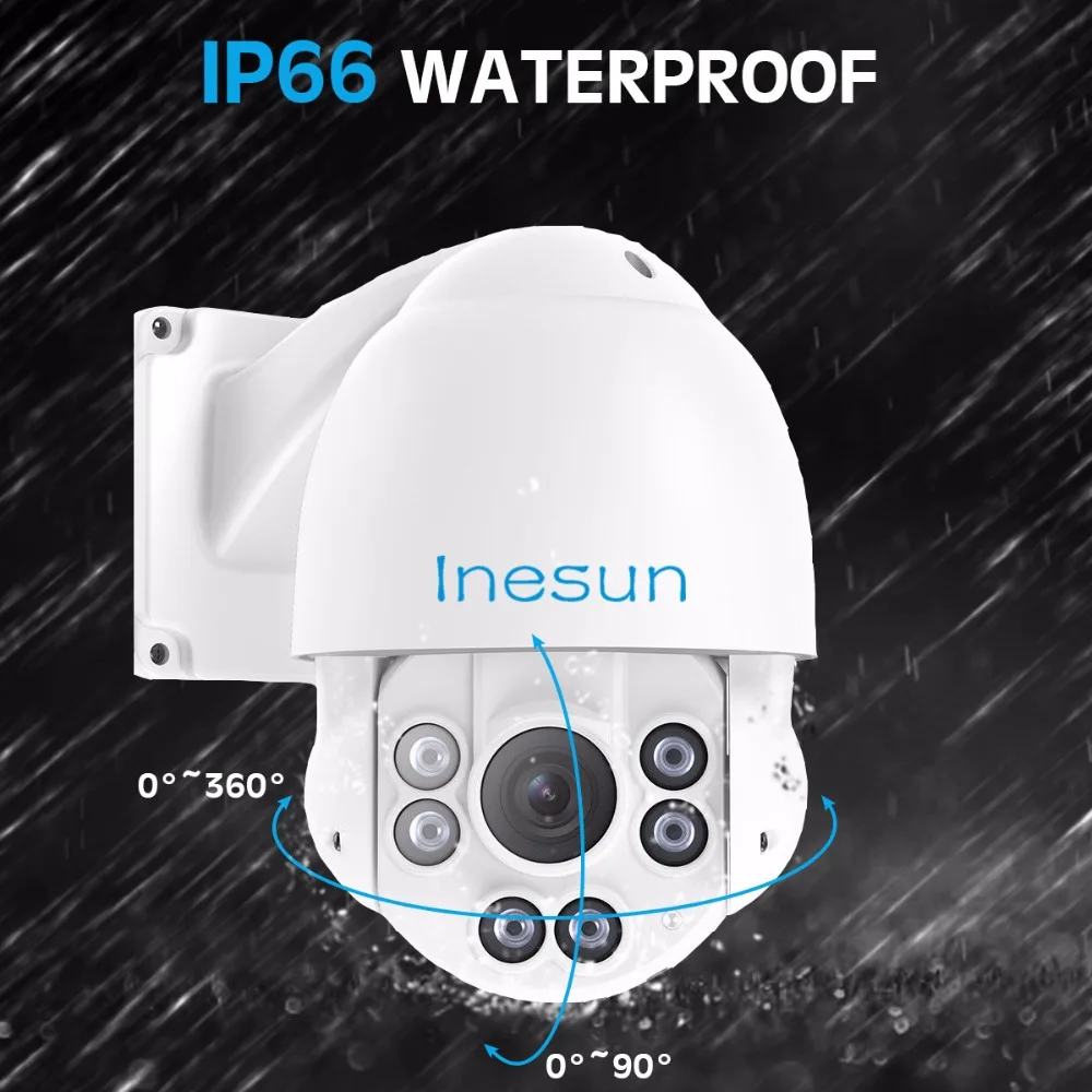 Inesun 2MP 1080 p PoE IP PTZ высокое Скорость купол безопасности Камера 4-в-1 HD TVI/AHD/CVI/CVBS 10X Оптический зум Открытый 165ft ИК Ночное видение