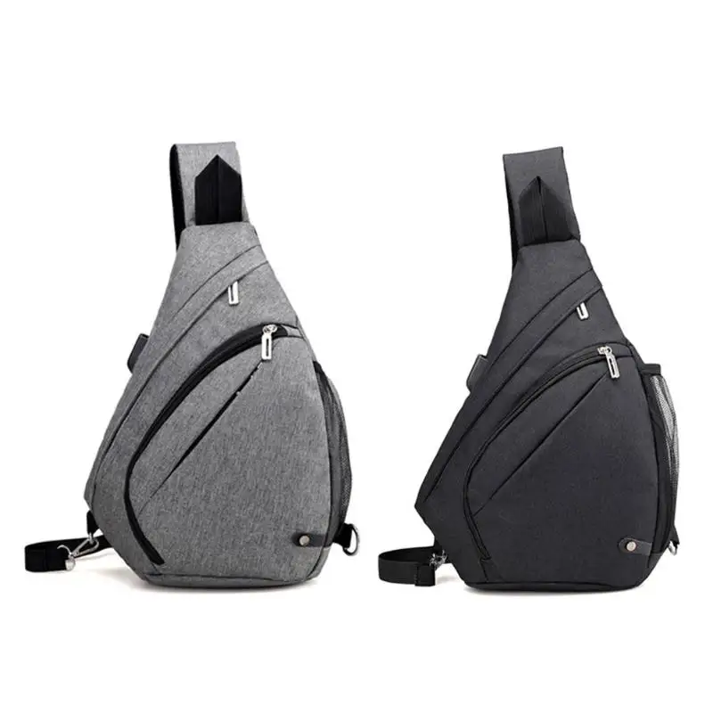 

USB Charge Chest Packs for Men Sling Shoulder Bags Satchel Multifunction Crossbody Bag Portable Soild Zipper Mobile Phone Bolsas