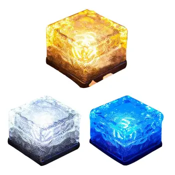 

Waterproof IP68 Led Solar Light Power Clear Glass Ice Rock Brick Paver Light White Warm White Blue LED Outdoor Garden Decoration