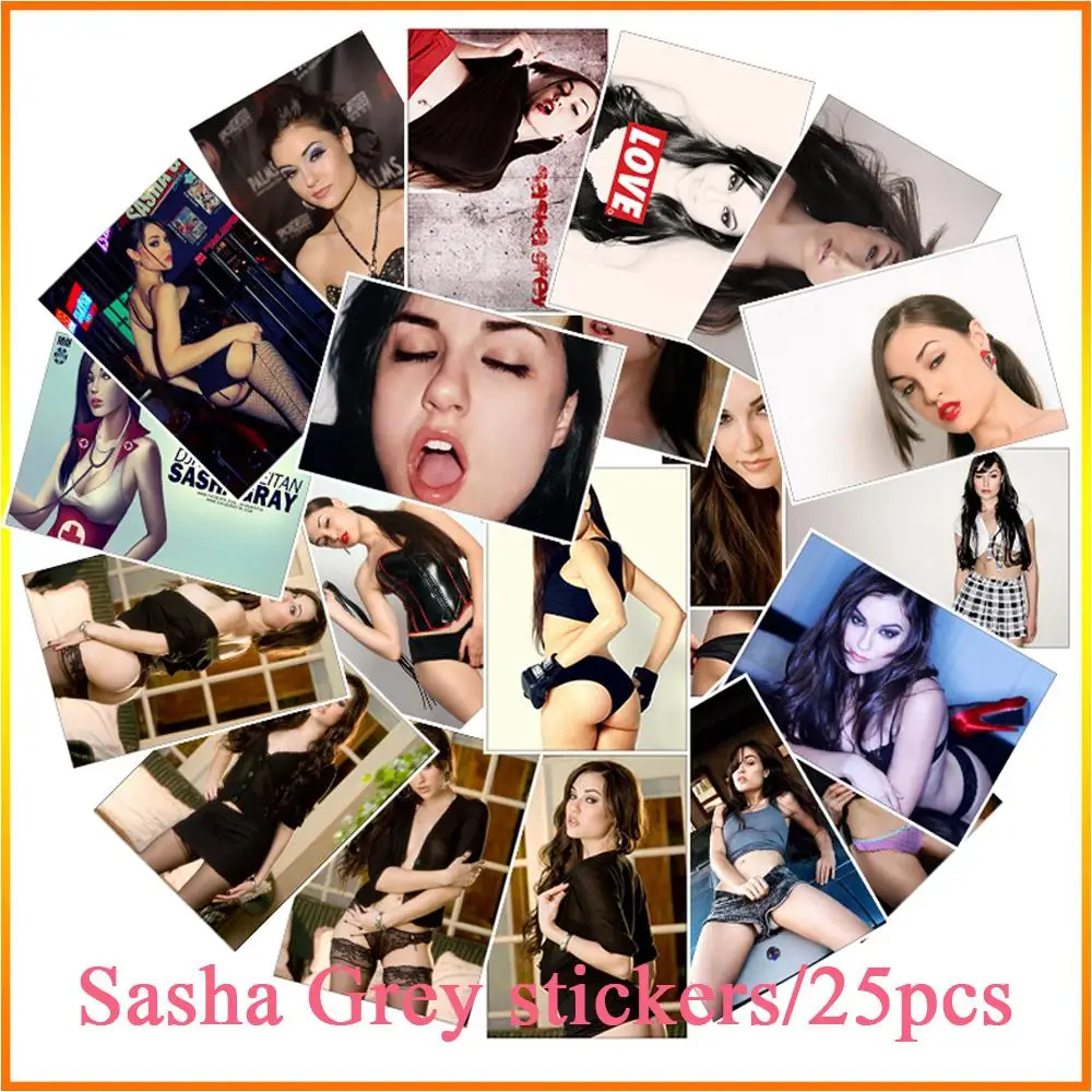 E008- 25pcs 25 шт. сексуальная модная модель Саша серый водонепроницаемый солнцезащитный крем ПВХ стикер для мотоцикла Грузовик спальня багажник скейтборд телефон - Цвет: E008- 25pcs