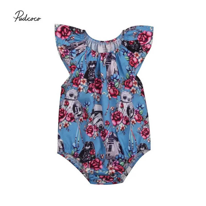 

Pudcoco 2018 Newborn Baby Girls Bodysuit Cute Star War Print Floral Sleeveless Jumpsuit Bodysuit Suumer Outfits Clothes 0-24M