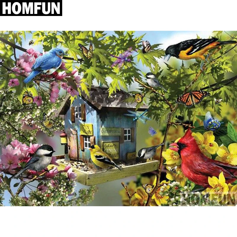 

HOMFUN Full Square/Round Drill 5D DIY Diamond Painting "Bird house" Embroidery Cross Stitch 5D Home Decor Gift A05073