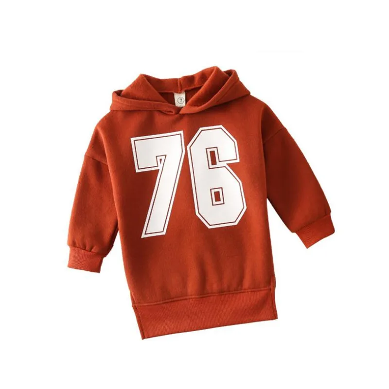 

DFXD Autumn Winter Toddler Girls Hooded Sweatshirt Korean Long Sleeve Letter Print Pullover Plus Velvet Top 2-8Years