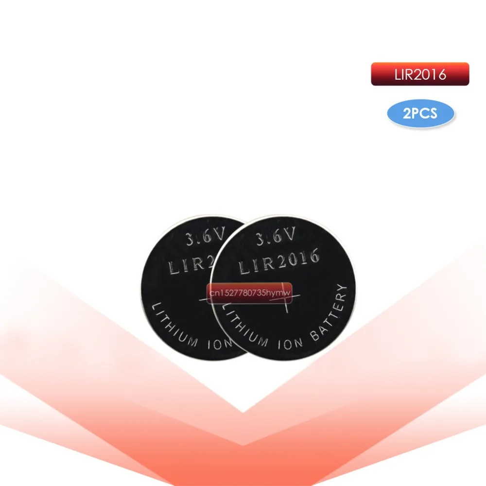 

2pc Original Li-Ion Rechargeable Button Cell LIR2016 Recharged 500 Times Instead of Car Keys CR2016 Battery 3.6V Batteries