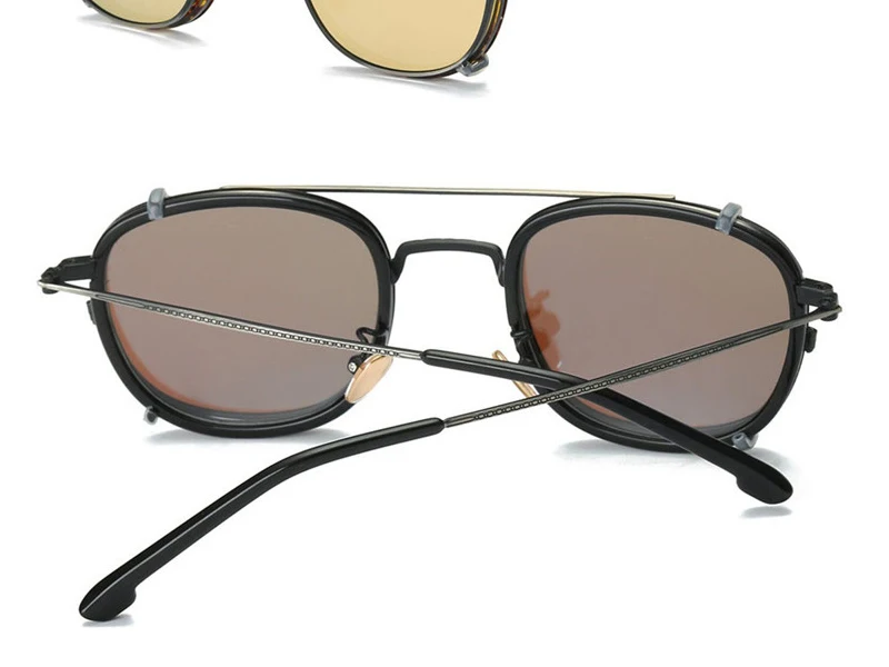 Золотые черные мужские солнцезащитные очки в стиле стимпанк Ray Зеркальные Солнцезащитные очки Модные поляризованные прикрепляемые солнцезащитные очки зеркальные Панк модные очки