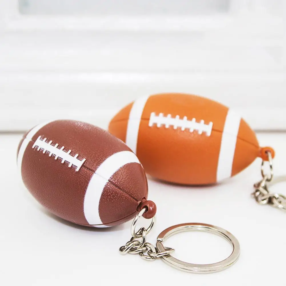 Funny Rugby Pendant Keychain with LED Light Sound Key Ring Holder