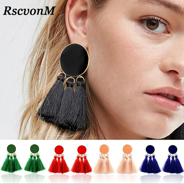 RscvonM Hanging Drops Bead Long 3 Tassel Earrings Studs Stone Red Bijouterie Ear RscvonM Hanging Drops Bead Long 3 Tassel Earrings Studs Stone Red Bijouterie Ear