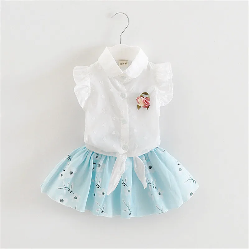 

BibiCola summer baby girl floral printed outfits clothes infantis bebes lace vest +tutu skirt dress party wedding clothing sets