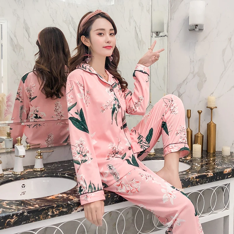 2019 весенние женские пижамы мягкий розовый пижамный комплект для девочек пижама с
