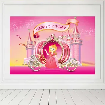 

Vinyl Princess Palace Pink castle Happy Birthday Party Photo Background Photography Backdrops