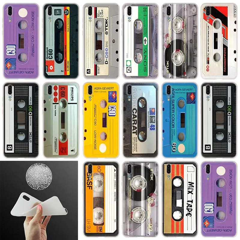 

Cassette tape Soft Silicone Phone Case For Huawei P30 P20 P30Pro P10 P9 P8 Lite 2017 P samrt 2019 Plus Cover