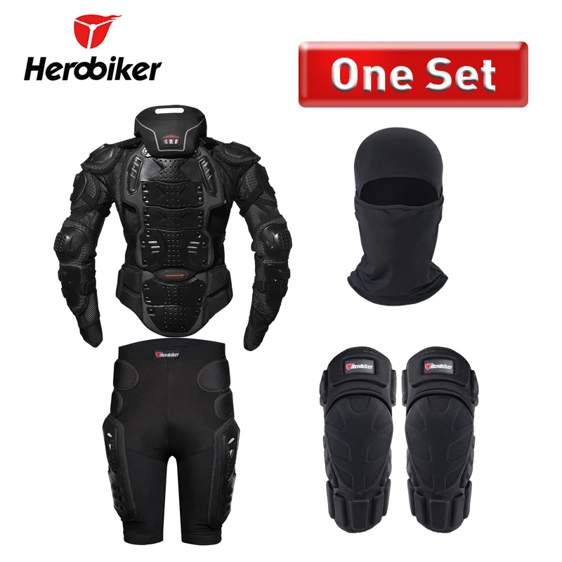 HEROBIKER мотоциклетная Броня Защита всего тела Защитная Экипировка Мото куртка мотоциклетная куртка с защитой шеи - Цвет: one set