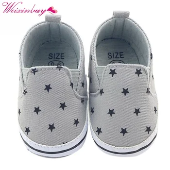 

Spring and Autumn Gray Print Baby Canvas Shoes Baby Boy Girl Baby Soft Bottom Anti-skid Casual Footwear 0-12M