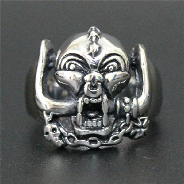 

Mens Boys 316L Stainless Steel Biker Patron Saint Ring Cool Skull Ring
