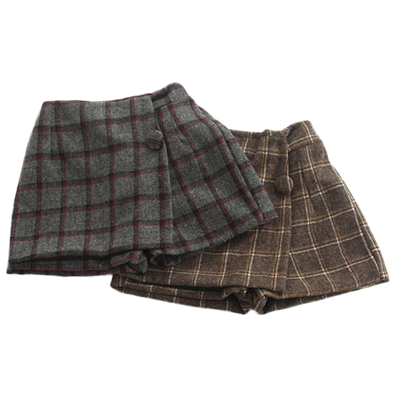 

Kids Girls Plaid Skirts 2019 New Arrival Little Girls Lattice Woolen Skirts Children Shorts Casual Clothing For 2-8Y GS44