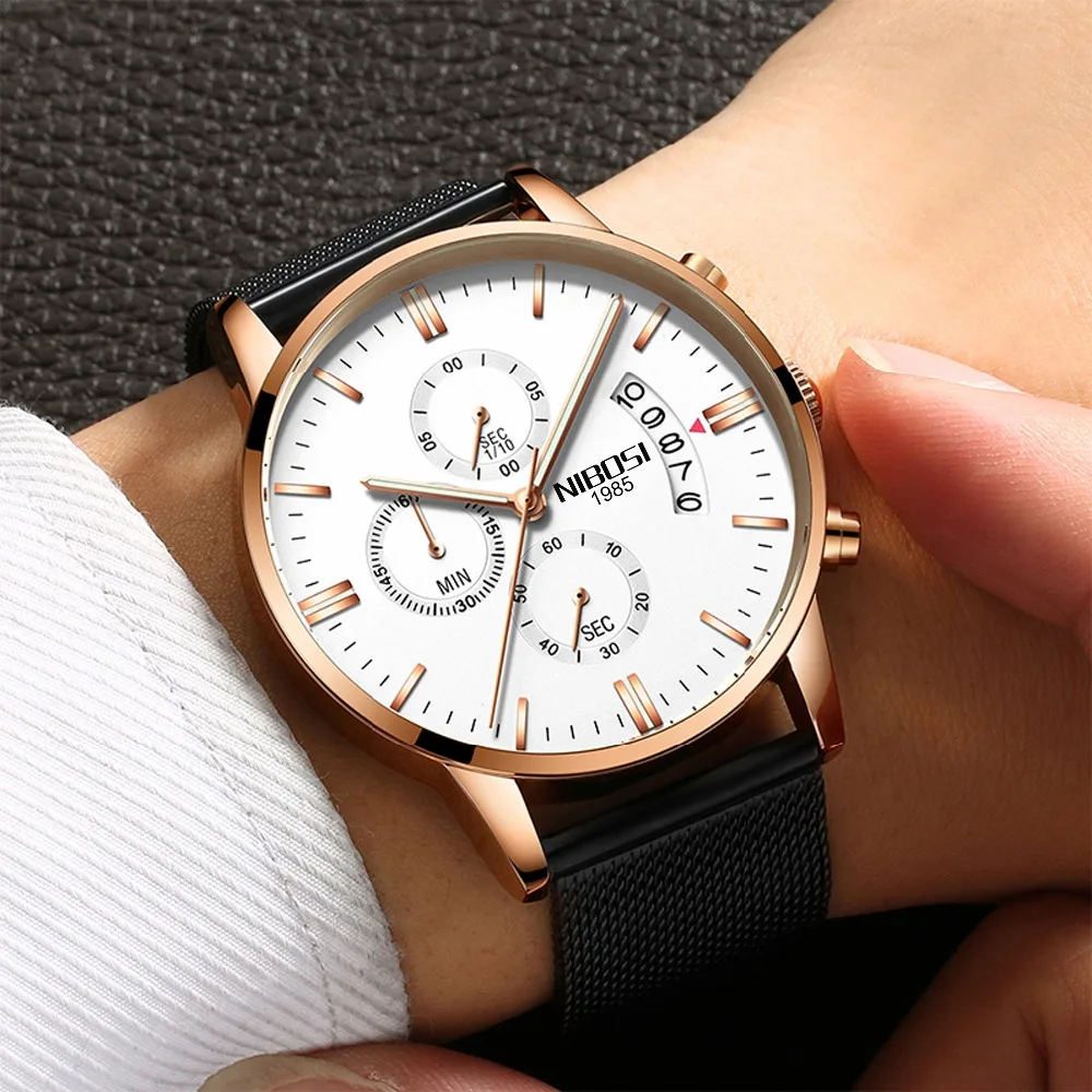 Nibosi Chronograph mens watches top brand luxury leather strap Waterproof sport wrist watches relogio masculino esportive grande (9)
