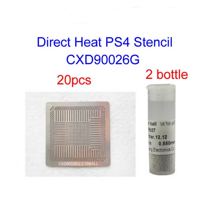 

2pcs Bottles 25K Lead Solder Balls & 20pcs Direct Heat PS4 Stencils (CXD90026G) For BGA Motherboard Rework Reball
