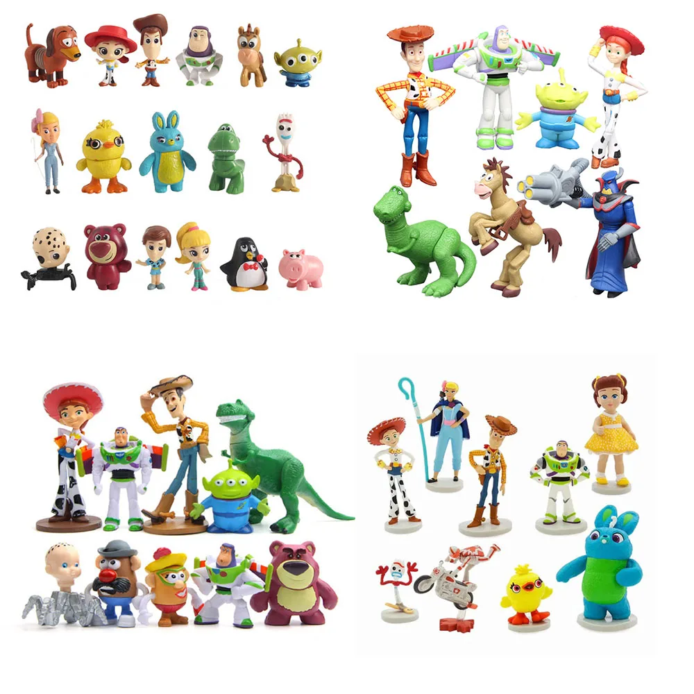 

Movie Toy Story 4 Cartoon Toys Woody Buzz Lightyear Jessie Forky Action Figure collectible Dolls 3pcs/6pcs/7pcs/9pcs/10pcs/17pcs