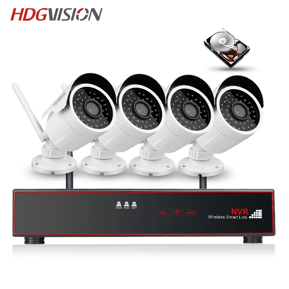 

HDGVISION 4CH Wireless NVR Kit P2P 4.0MP HD IP Video Security Camera System Waterproof Night Vision Wifi Surveillance System