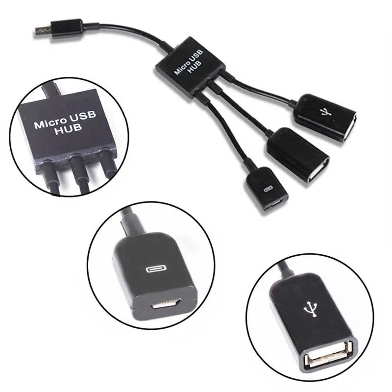 3 в 1 микро usb-хаб папа-мама и двойной USB 2,0 адаптер хоста OTG кабель XR649