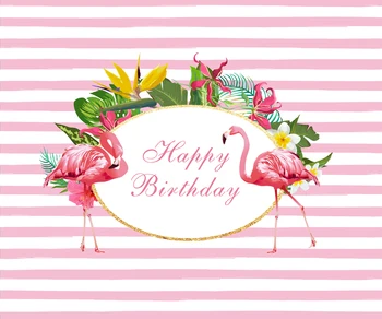 

Birthday Photography Backdrops Photo Background Party Wall Decoration Flamingo Pink stripes Backdrop W-301