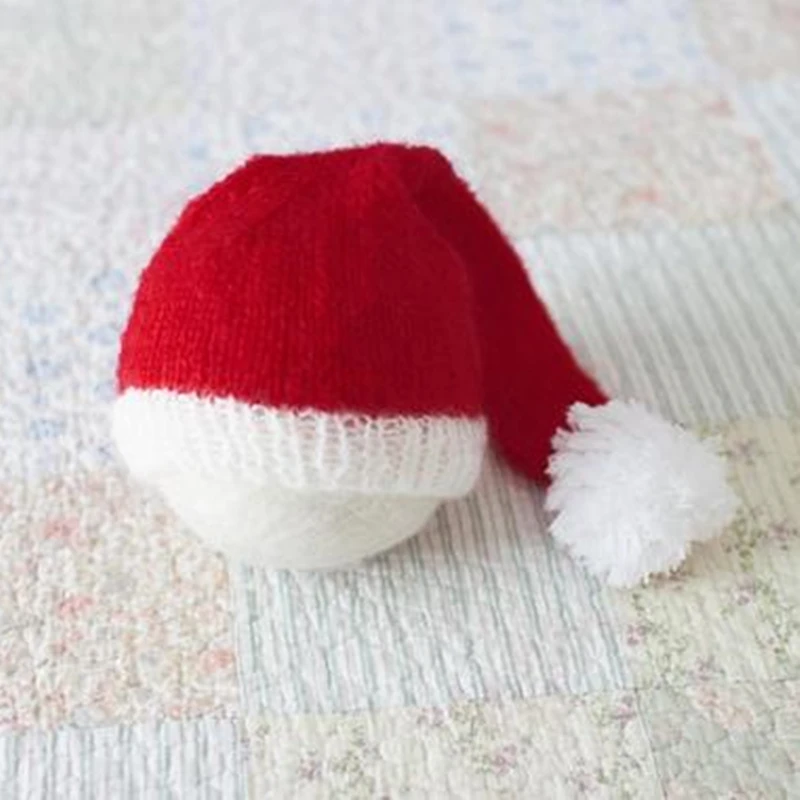 Рождественский праздник в винтажном стиле новорожденных для фотосессий шапка мохер Санта Кепки