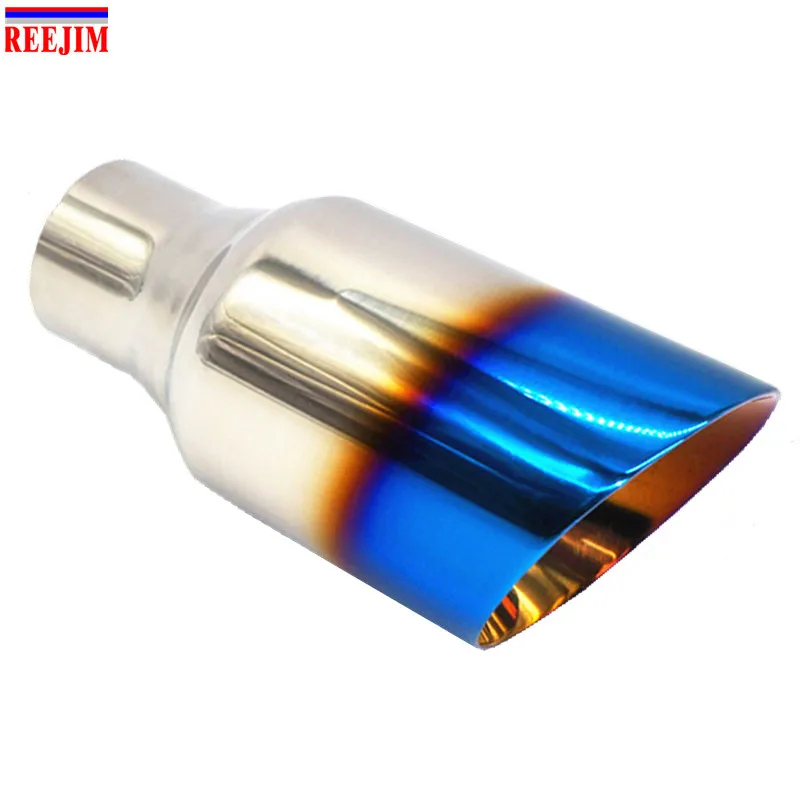 

63mm inlet 102mm outlet Blue Burnt Slanted Stainless Steel Universal car muffler tip car exhaust tip car-stying
