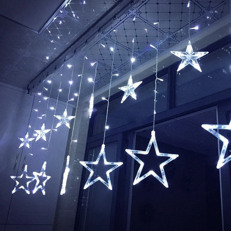 Z20Litwod Curtain light 12 big stars small star string light Christmas 220V 138 LED New Year lighting 5 colors for Holiday light