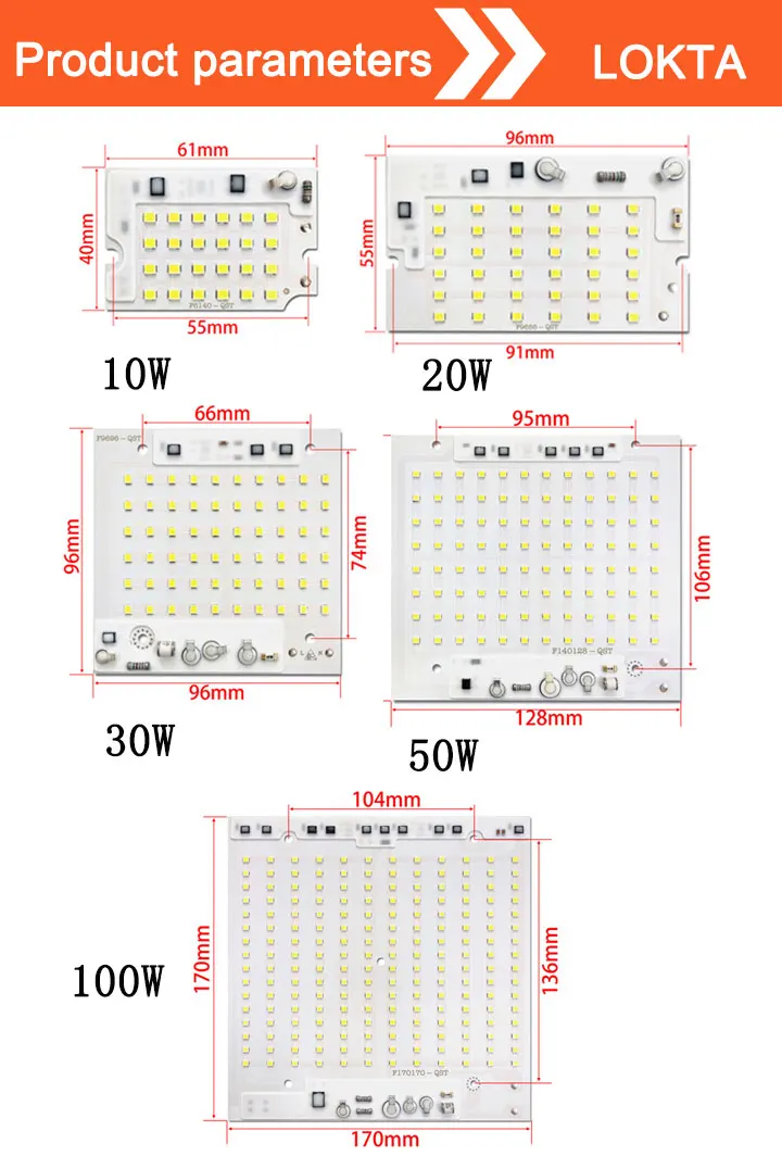 30 шт./лот светодиодный 2835 SMD чип 10 Вт 20 Вт 30 Вт 50 Вт 100 Вт AC220V Смарт IC драйвер светильник Бисер для DIY прожектор светильник наружная лампа