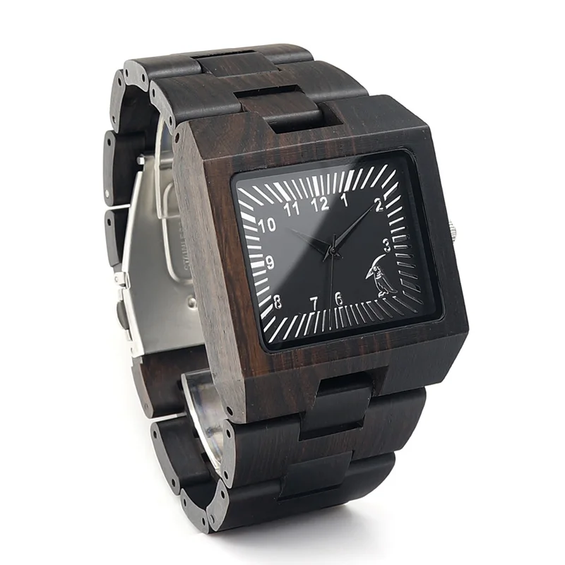 BOBO BIRD V-L23 Ebony Wooden Watch Mens Luxury Brand Design All Wood Quartz Wristwatch in Gift Box relojes mujer