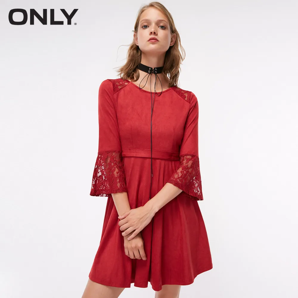 

ONLY Women's autumn new suede lace stitching dress | 118361517